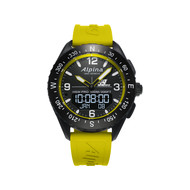 Montre d'occasion Alpina Startimer x Balance  homme acier bracelet caoutchouc jaune. Edition spéciale Michael Goulian