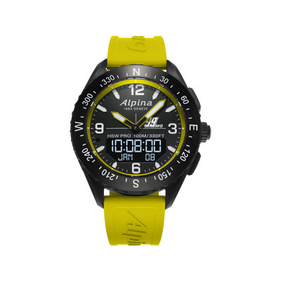 Montre d'occasion Alpina Startimer x Balance  homme acier bracelet caoutchouc jaune. Edition spéciale Michael Goulian - vue 1