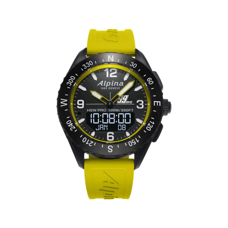 Montre d'occasion Alpina Startimer x Balance  homme acier bracelet caoutchouc jaune. Edition spéciale Michael Goulian - vue 1