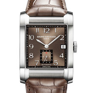 Montre d'occasion Baume et Mercier Hampton homme automatique acier bracelet cuir marron