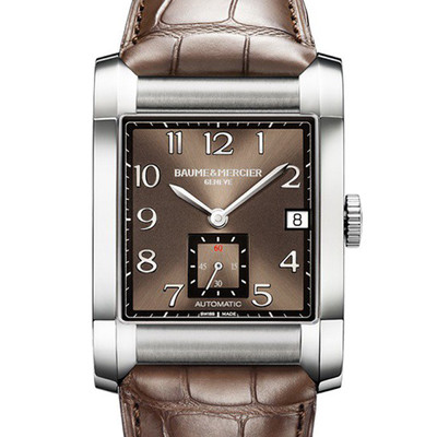 Montre d'occasion Baume et Mercier Hampton homme automatique acier bracelet cuir marron