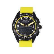 Montre d'occasion Alpina Startimer x Balance  homme acier bracelet caoutchouc jaune. Edition spéciale Michael Goulian