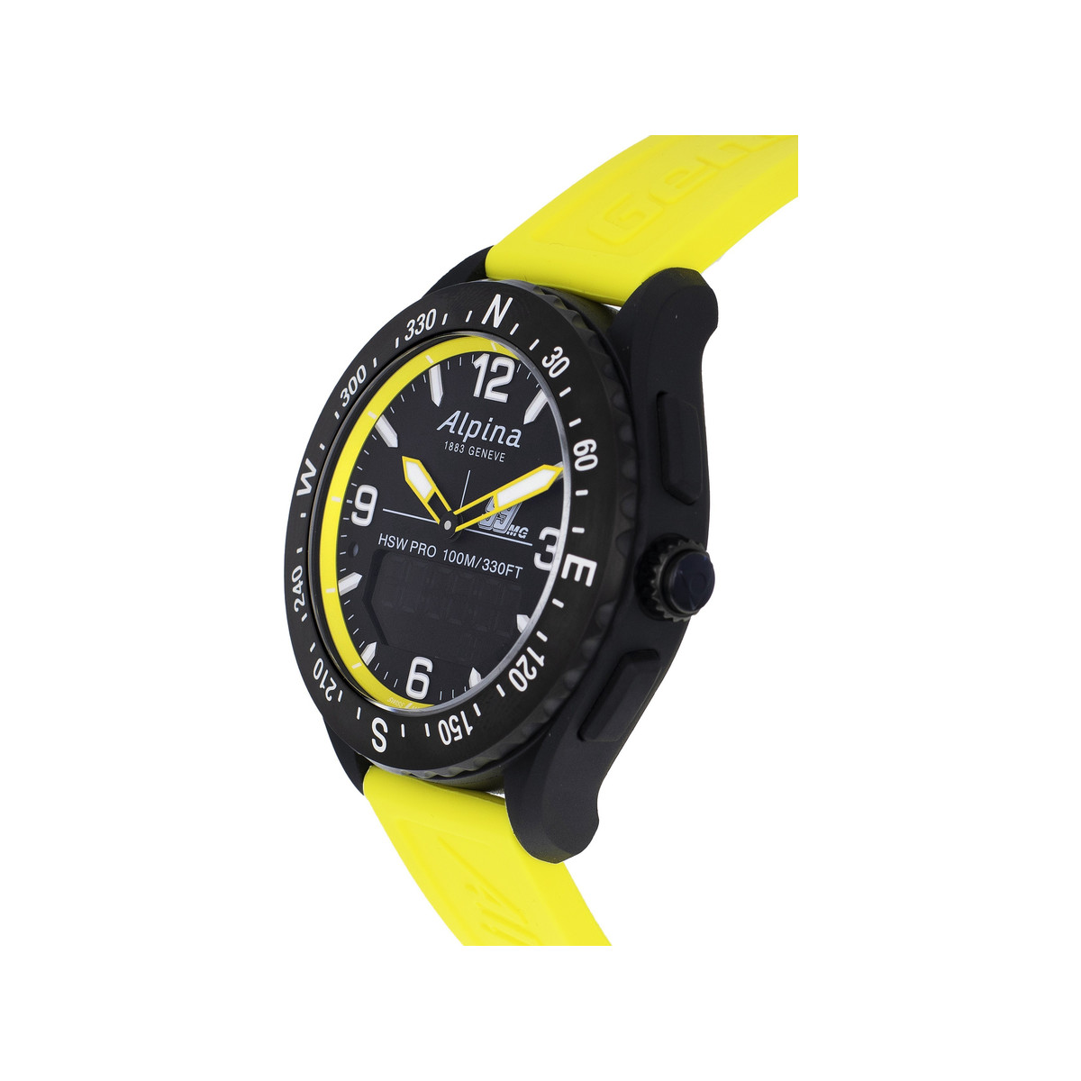 Montre d'occasion Alpina Startimer x Balance  homme acier bracelet caoutchouc jaune. Edition spéciale Michael Goulian - vue 2