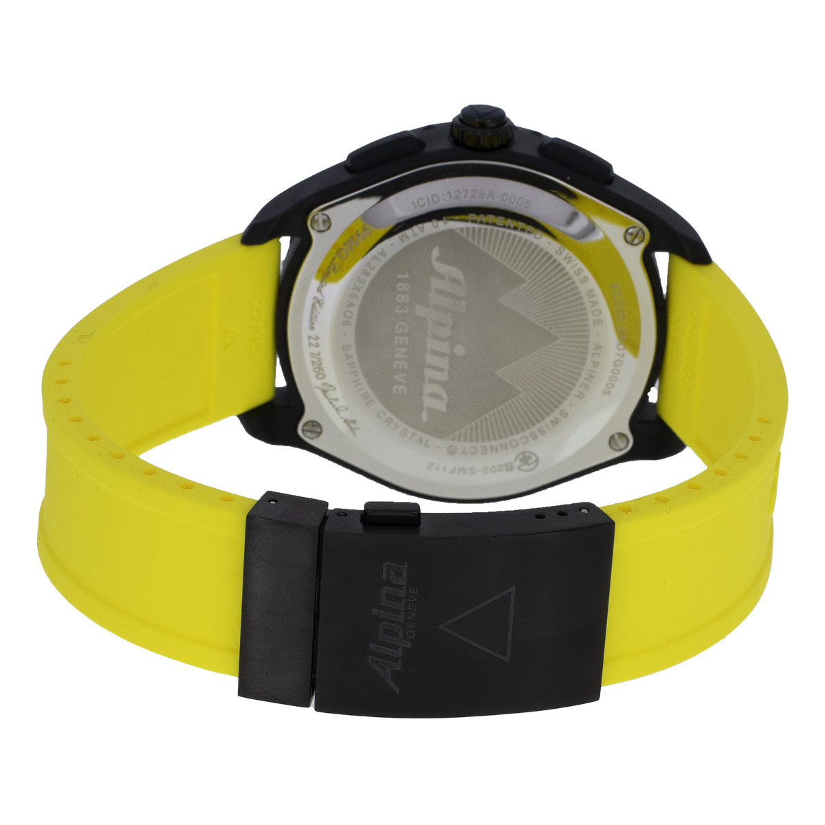 Montre d'occasion Alpina Startimer x Balance  homme acier bracelet caoutchouc jaune. Edition spéciale Michael Goulian - vue 3