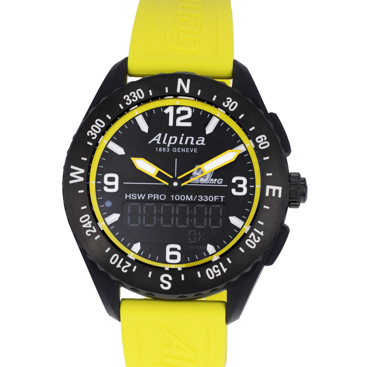Montre d'occasion Alpina Startimer x Balance  homme acier bracelet caoutchouc jaune. Edition spéciale Michael Goulian - vue D1