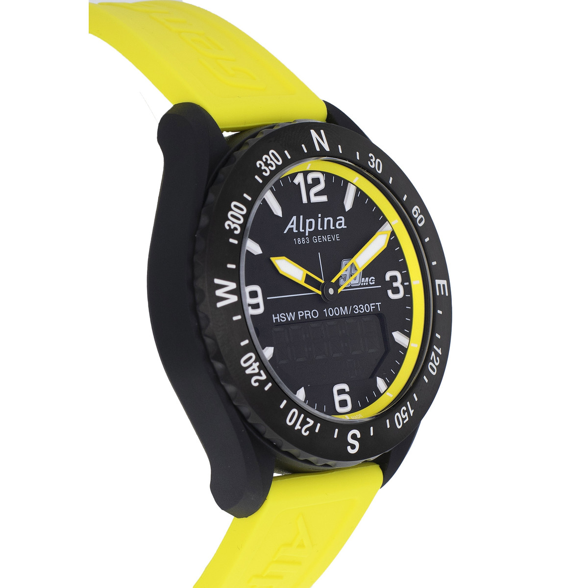 Montre d'occasion Alpina Startimer x Balance  homme acier bracelet caoutchouc jaune. Edition spéciale Michael Goulian - vue D2