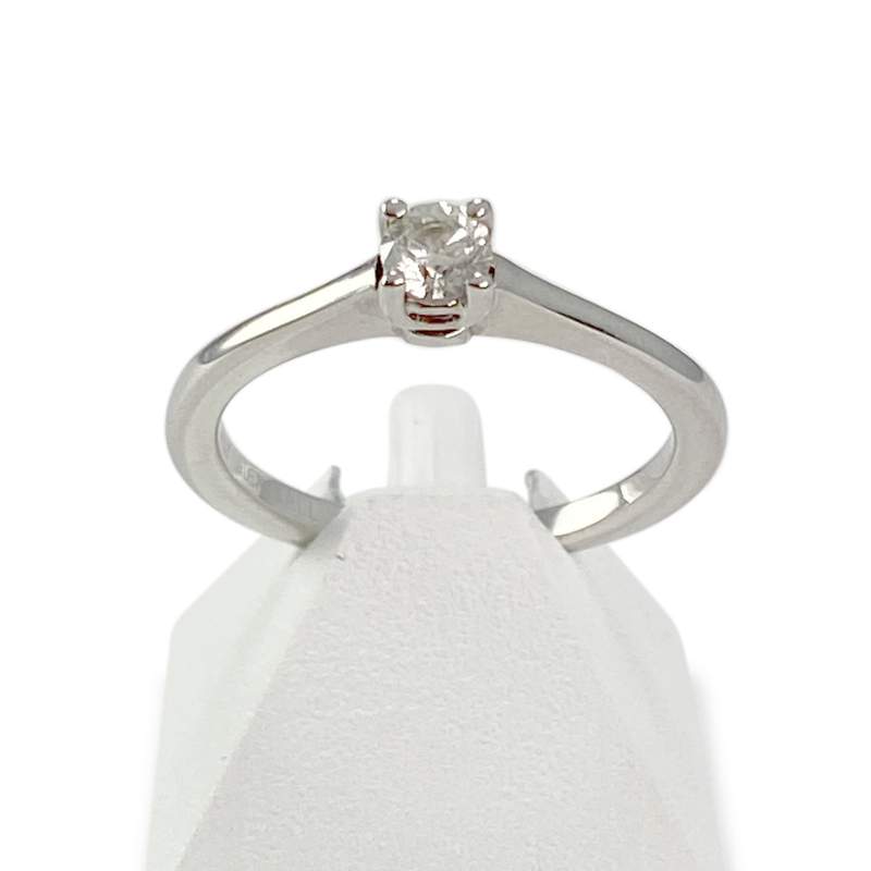 Solitaire d'occasion or 750 blanc diamant - vue 1