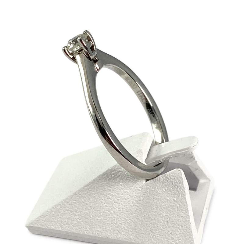 Solitaire d'occasion or 750 blanc diamant - vue 2