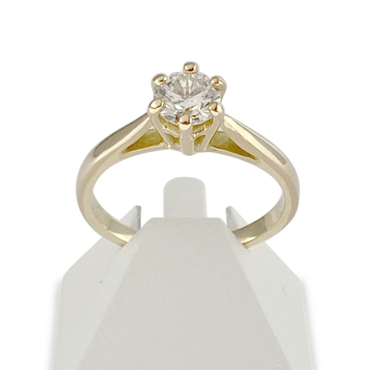 Solitaire d'occasion or 750 jaune diamant 0.40 carat.