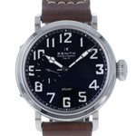 Montre d'occasion Zenith Pilot homme automatique acier bracelet cuir marron - vue 1