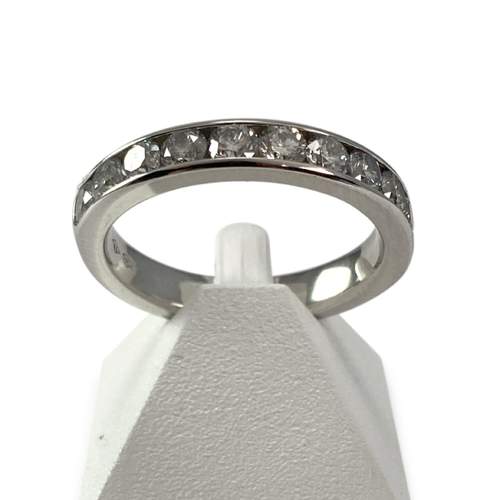 Tweedehands halve draai ring in 750 witgoud met diamanten