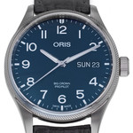 Montre d'occasion Oris Big homme automatique acier bracelet cuir noir - vue 1