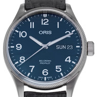 Montre d'occasion Oris Big homme automatique acier bracelet cuir noir