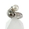 Bague d'occasion or 750 blanc perle de culture diamants - vue V1