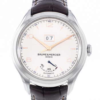 Montre d'occasion Baume et Mercier Clifton homme automatique acier bracelet cuir marron