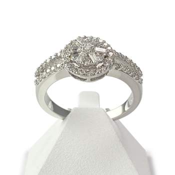 Bague d'occasion or 750 blanc diamant