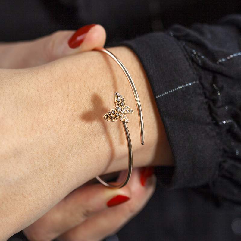 Bracelet d'occasion or 750 rose diamants - vue porté 1