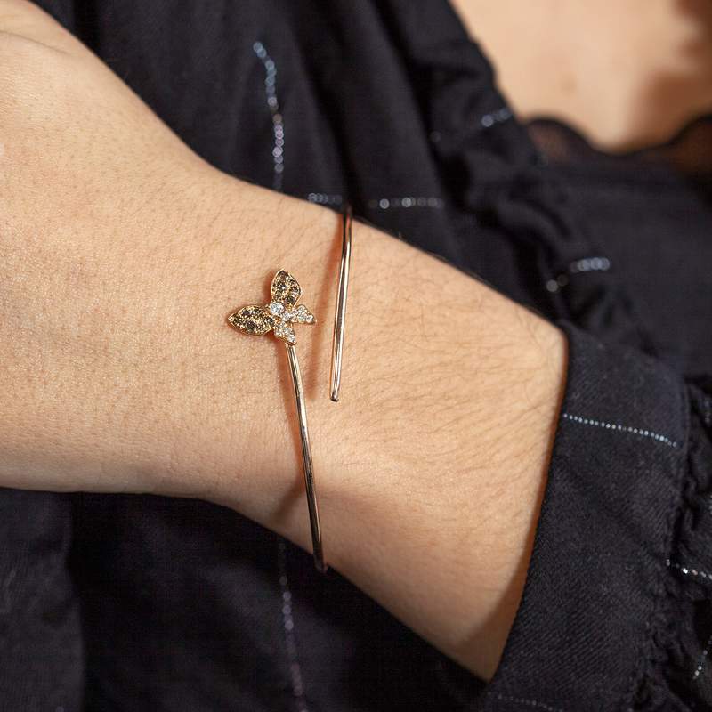 Bracelet d'occasion or 750 rose diamants - vue porté 2