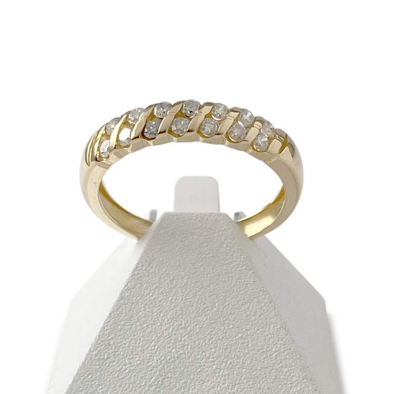 Bague d'occasion demi-tour or 750 jaune diamant - vue 1