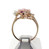 Bague d'occasion or 375 rose fleur pierres fines diamants perle de culture de Chine et nacre rose - vue V3