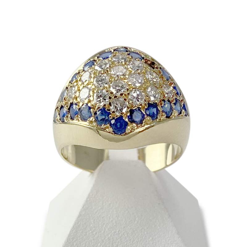 Bague d'occasion or 750 jaune diamants et saphirs - vue 1