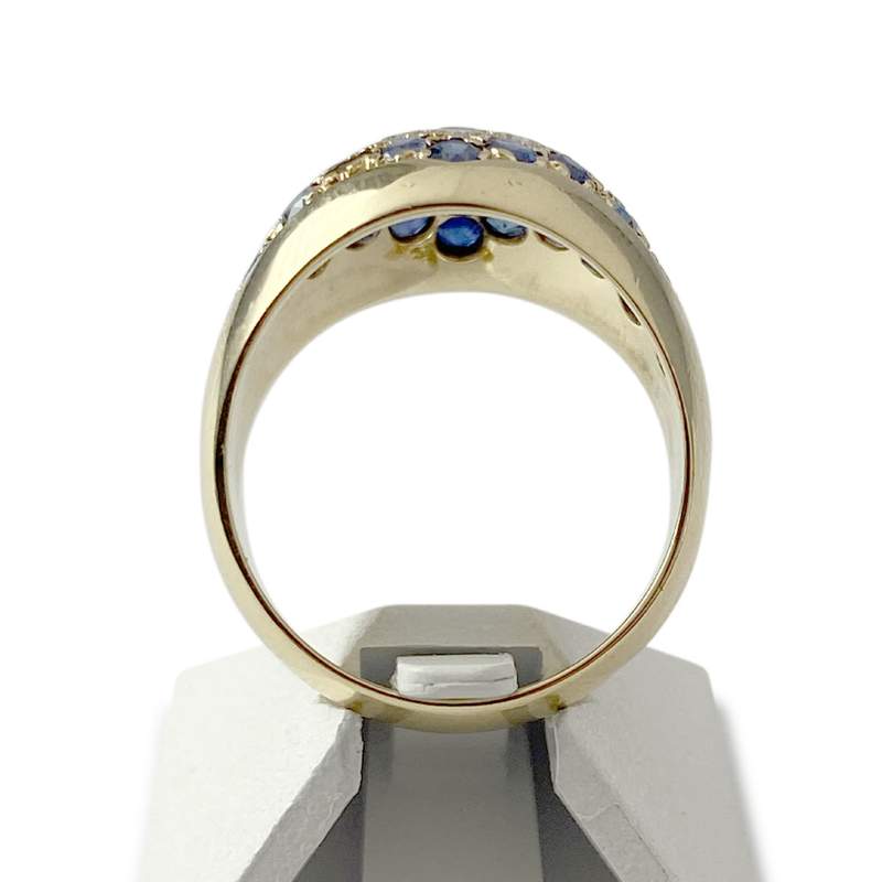 Bague d'occasion or 750 jaune diamants et saphirs - vue 3