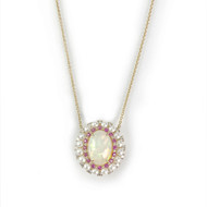 Collier d'occasion or 750 jaune opale rubis diamants perles de culture 43 cm