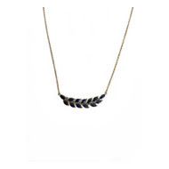 Collier d'occasion or 375 2 tons feuille de laurier saphirs et diamants 45 cm