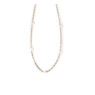 Collier d'occasion or 750 jaune maille fantaisie perles de culture de chine 40 cm
