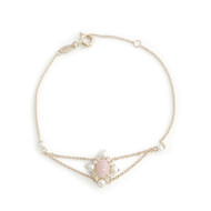 Bracelet d'occasion or 375 rose opale zirconia et perle