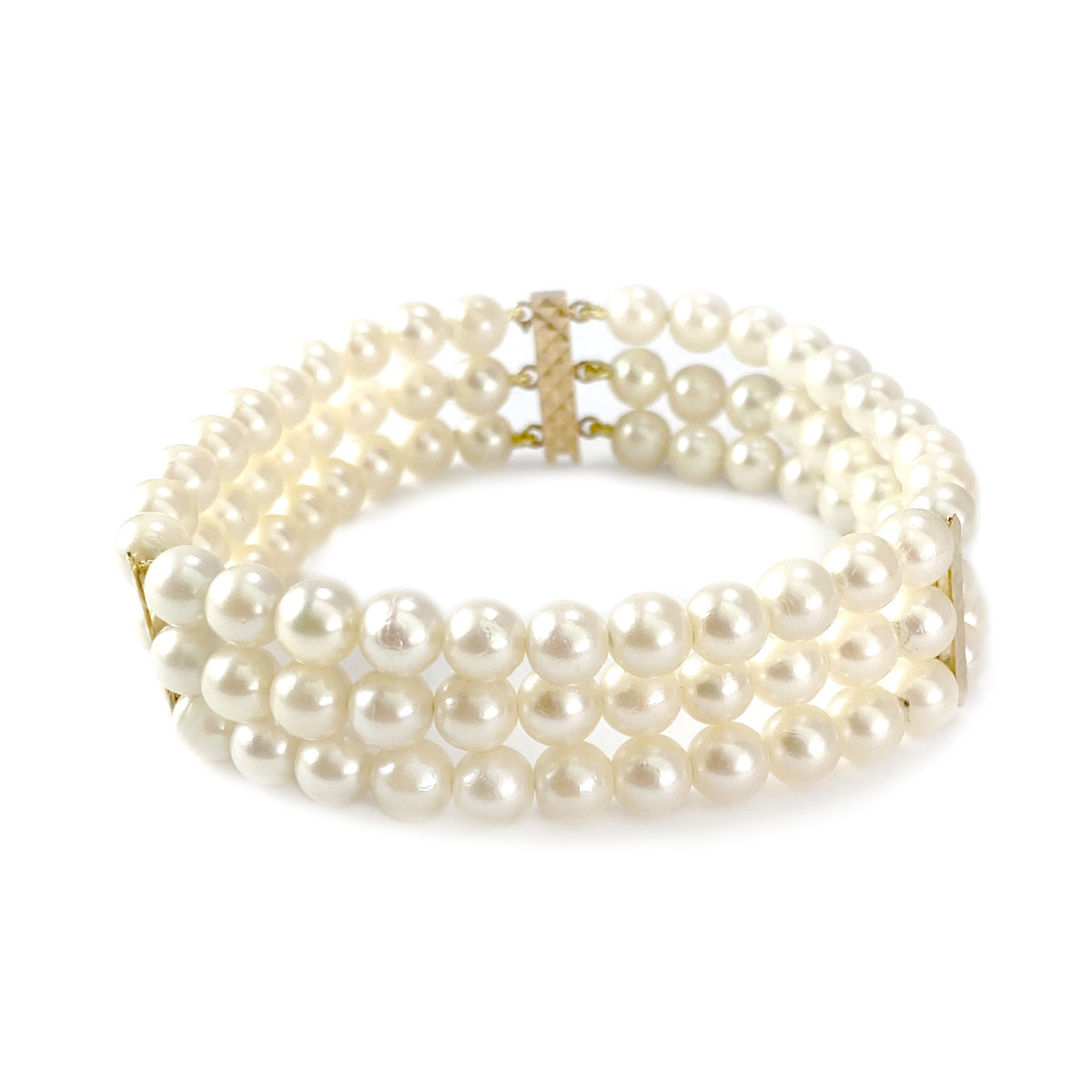 Bracelet d'occasion or 750 jaune perle de culture du japon