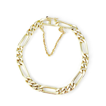 Bracelet d'occasion or 585 jaune maille cheval alternée 18cm