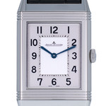 Montre d'occasion Jaeger Lecoultre Reverso homme mécanique acier bracelet cuir noir - vue 1