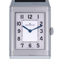Montre d'occasion Jaeger Lecoultre Reverso homme mécanique acier bracelet cuir noir