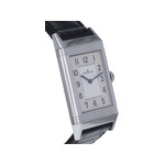 Montre d'occasion Jaeger Lecoultre Reverso homme mécanique acier bracelet cuir noir - vue 2