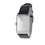Montre d'occasion Jaeger Lecoultre Reverso homme mécanique acier bracelet cuir noir - vue D2