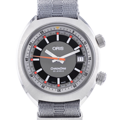 Montre d'occasion Oris Chronoris homme chronographe automatique acier textile gris - vue 1