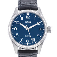 Montre d'occasion Oris Big Crown homme automatique acier bracelet cuir noir
