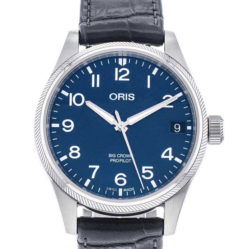 Montre d'occasion Oris Big Crown homme automatique acier bracelet cuir noir - vue 1