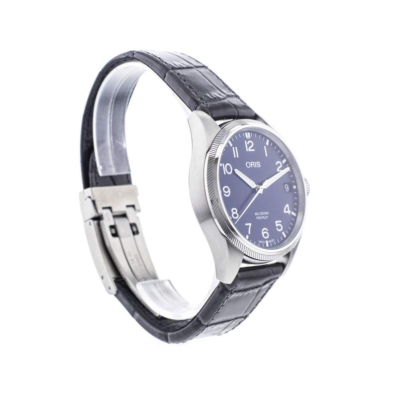 Montre d'occasion Oris Big Crown homme automatique acier bracelet cuir noir - vue 2