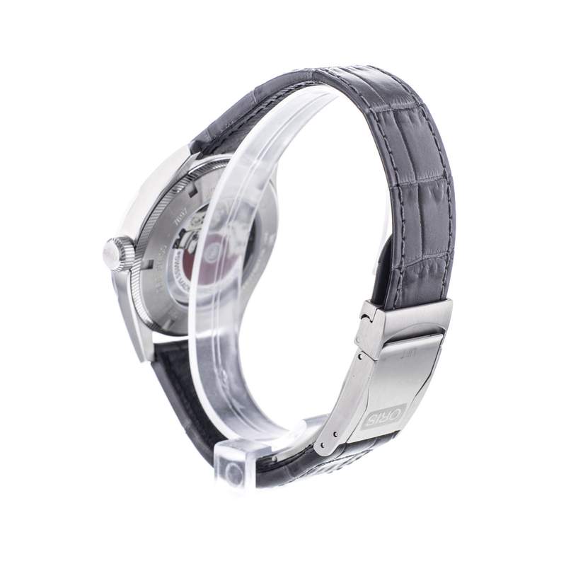 Montre d'occasion Oris Big Crown homme automatique acier bracelet cuir noir - vue D3