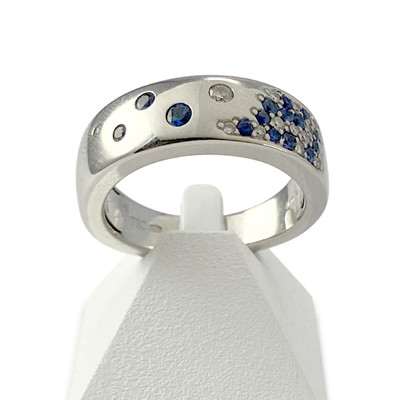 Bague d'occasion or 750 blanc saphir et diamant
