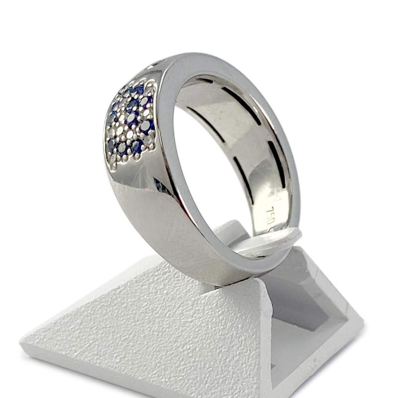 Bague d'occasion or 750 blanc saphir et diamant - vue 2