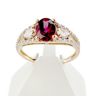 Bague d'occasion or 750 rose pierre fine et diamant