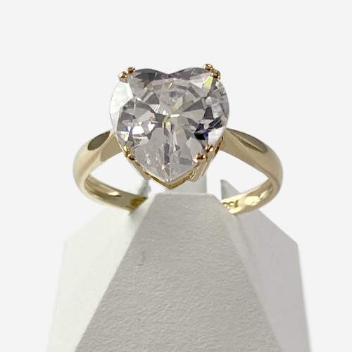 Second-hand gold 750 yellow zirconia ring