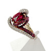 Bague d'occasion or 750 rose grenat rubis diamants - vue V2