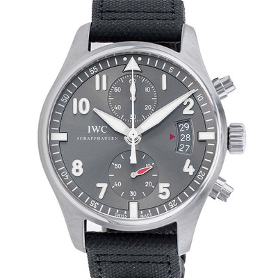 Montre d'occasion IWC Spitfire Chronographe homme automatique acier bracelet textile noir - vue 1
