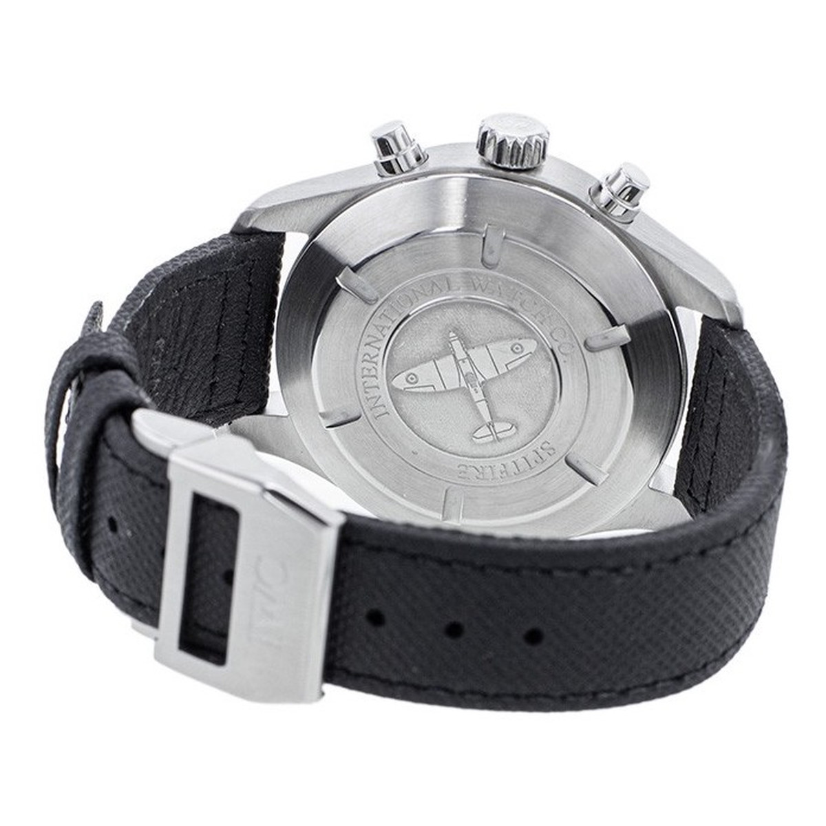 Montre d'occasion IWC Spitfire Chronographe homme automatique acier bracelet textile noir - vue 3