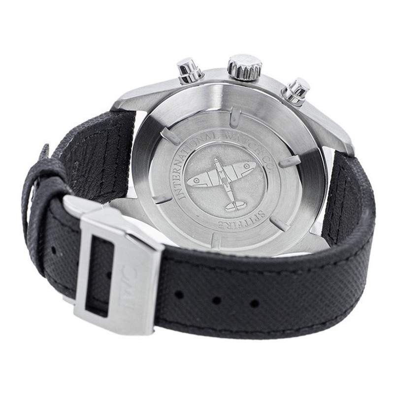 Pre-owned IWC Spitfire Chronograph Men's Automatic Watch in Steel with Black Textile Strap - View 3