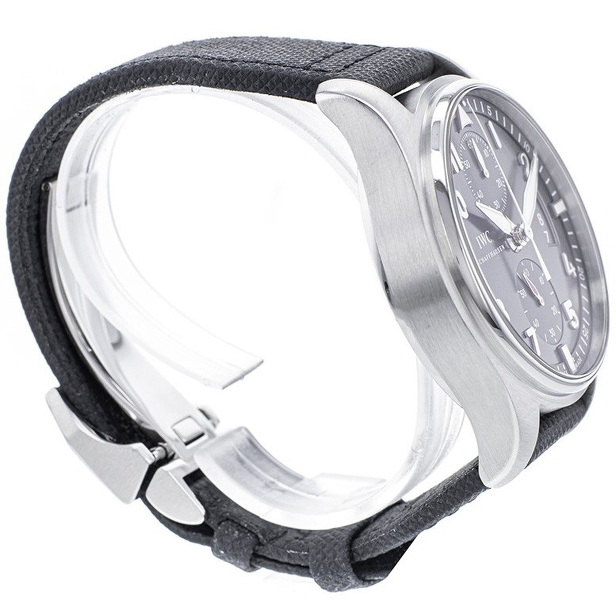 Montre d'occasion IWC Spitfire Chronographe homme automatique acier bracelet textile noir - vue D3